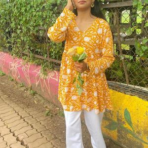 Trending Yellow Kurti✨🌻 With Free Jhumka