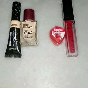 Combo Of Foundation, Concealer, Lipgloss, Lipbalm.
