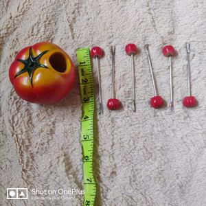 Artificial Fruit Shaped Mini Forks (Tomato Set)