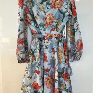 Floral Print Blue Playsuit