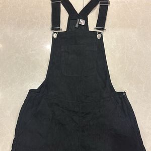 Black Suede Short Overalls