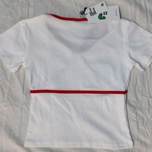 NEWME ASIA White Fitted Bow Top