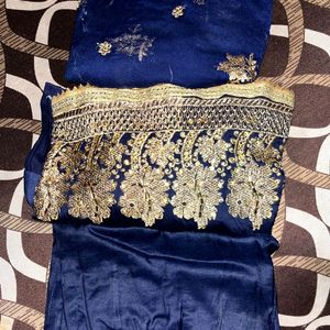 Narrow Pant, Cotton Kurti With Dupatta, Dark Blue