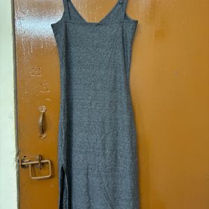 Stalk Grey Sporty Dress With Side Slit