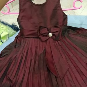 Fluffy Maroon Kids Frock