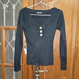 Glittery Coin Black Sweater/Top