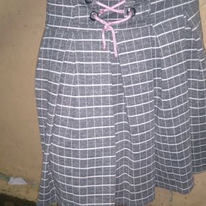 Pink Top With Gray Skirt