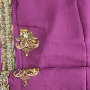 Heavy Zardosi Work Saree