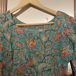 Beautiful Summer Blue Floral Short Kurta