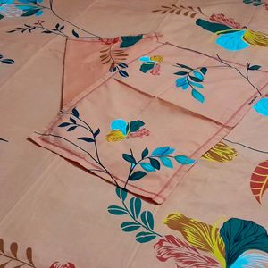 Brand New Coral Double Bedsheet With 2Pillow Cover