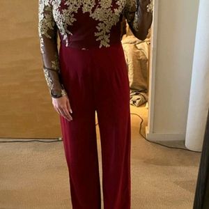 SHEIN Maroon Off shoulder Jumpsuit