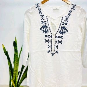 White Tie Up Tunic Kurti