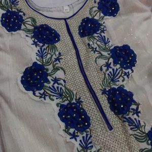 WHITE ND NAVY BLUE ANARKALI