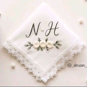 Hand Embroidered Name Hankercheif