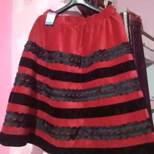 Red And Black Velvet Skirt