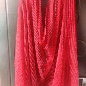 Red Striped Women Dupatta