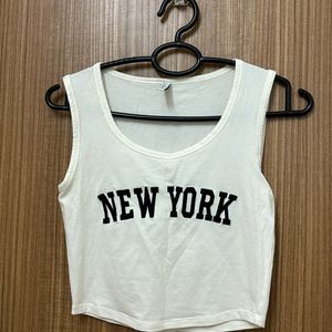 NEW YORK Sleeveless White T-shirt