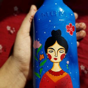 Floral Girl Bottle Art