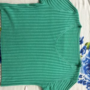 Green Ribbed Crop Top