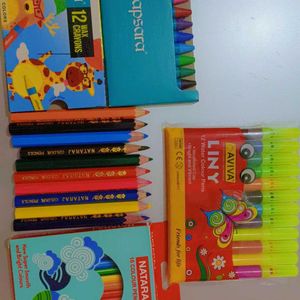 Set of Sketch Pen,Wax Crayons & Colour Pencils