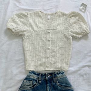 Dreamy Pinterest Cute Puff Sleeve White Top