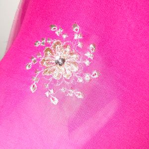 Pink Sequins Saree With Embroidery