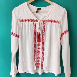 Embroidered Boho Style Top