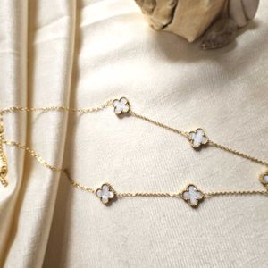 Anti-tarnish 5 Four Clover Long Chain necklace