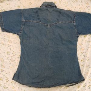 Denim Shirt With Embroidered Design