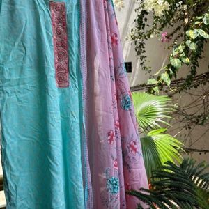 Kurta Paint Dupatta Set Cotton