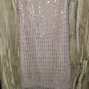 Party Wear Pink Nude Shimmery Bodycon Dress