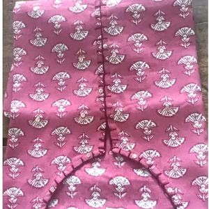 Beautiful Floral Printed Pink Cooton Kurti