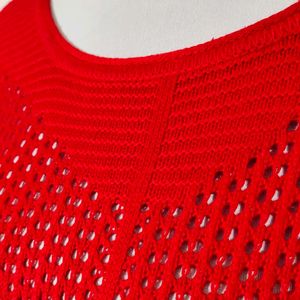 🆕 Red Hot Crochet Knitted Sweater