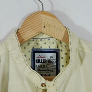 Cream Color Chinese Collar Shirt (Men's)