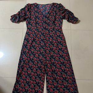 Floral Ajio Jumpsuit With Buttons In Front