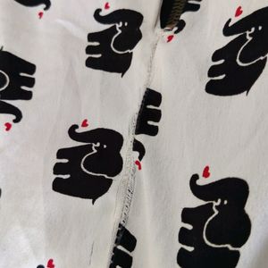 Elephant Print Black And White Top