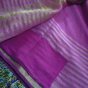 Megenta(Pink) Color Cotton Saree