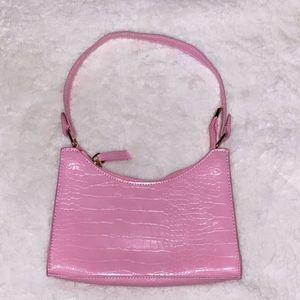 textured perfect barbie pink shoulder bag purse