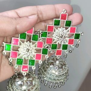 A Colourful German Oxidised Jhumka