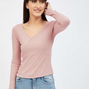 H&M Peach Striped Crop Top