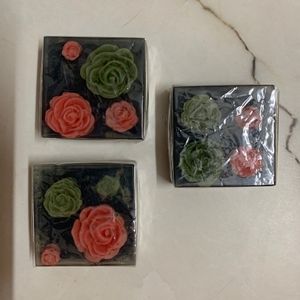 Handmade Set Of 4 Fancy  Charcoal Soaps