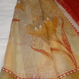 Red Printed Saree