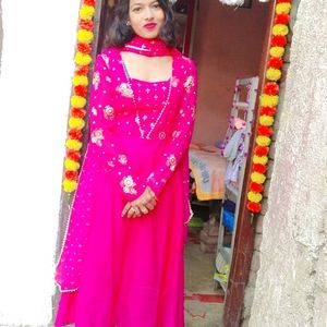 Pink Kurti With Dupatta Set