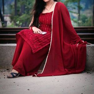 Maroon Colored Embroidered Sequence Kurta!!!