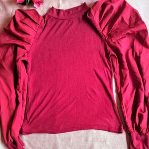 Red Puff Sleeve Top