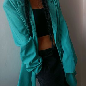 TURQUOISE BLUE OVERSIZED BLAZER