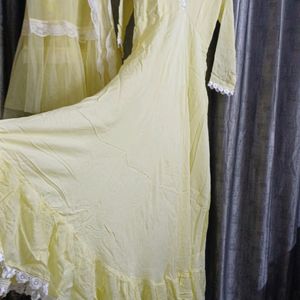 Lemon Yellow Full Fkare Kurti