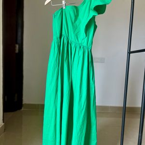 One Shoulder Emerald Green Maxi Dress