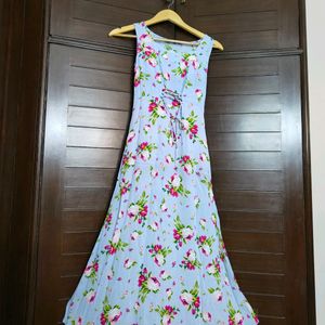 Ginger by Lifestyle Blue Floral Print A-Line Dress