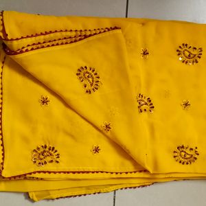 Beautiful Yellow Colour Festive Wear Saree